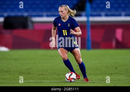 YOKOHAMA, JAPON - JUIN 15 : Stina Blackstenius, de Suède, lors du demi-finale du tournoi de football olympique de Tokyo 2020 entre l'Australie et la Suède au Stade International Yokohama, le 15 juin 2015 à Yokohama, Japon (photo de Pablo Morano/Orange Pictures) Banque D'Images