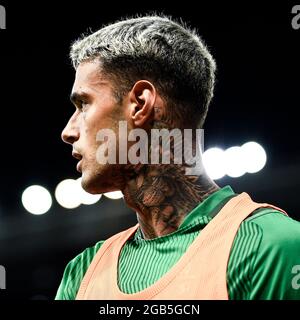 Parme, Italie. 01 août 2021. Gianluca Scabacca, de l'US Sassuolo, regarde pendant le match de football d'avant-saison entre Parme Calcio et US Sassuolo. LES ÉTATS-UNIS Sassuolo ont remporté 3-0 victoires sur Parme Calcio. Credit: Nicolò Campo/Alay Live News Banque D'Images