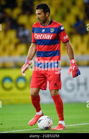 Parme, Italie. 01 août 2021. Gianluigi Buffon de Parme Calcio en action pendant le match de football amical d'avant-saison entre Parme Calcio et US Sassuolo. LES ÉTATS-UNIS Sassuolo ont remporté 3-0 victoires sur Parme Calcio. Credit: Nicolò Campo/Alay Live News Banque D'Images