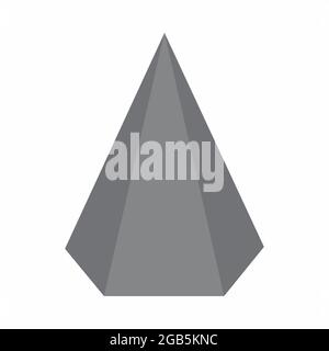 Pyramide hexagonale. Illustration en niveaux de gris 3D sur fond blanc. Illustration de Vecteur