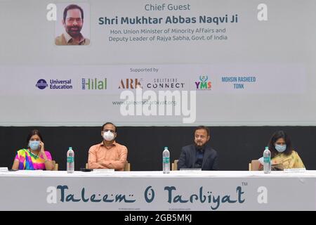 Jaipur, Inde. 1er août 2021. Conférence sur l'éducation 'Taleem-o-Tarbiyat', le programme de développement des compétences en littératie financière et marchés financiers et la conception pour les minorités et les secteurs défavorisés de la société tenue à Jaipur. (Photo de Shaukat Ahmed/Pacific Press) Credit: Pacific Press Media production Corp./Alay Live News Banque D'Images