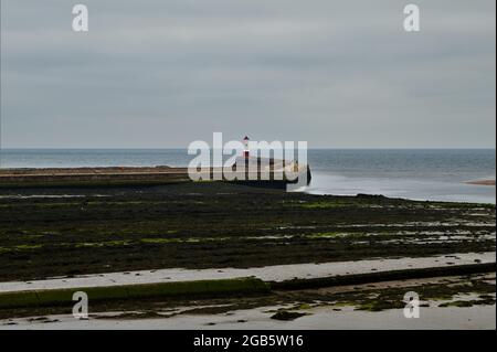 Vue sur le mur du port dans la ville de Berwick upon Tweed, dans le Northumberland Banque D'Images