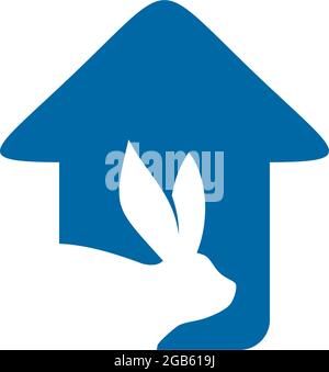 Modèle vectoriel de conception de logo Rabbit Home Illustration de Vecteur