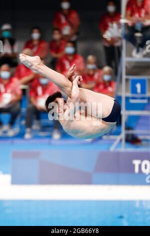 Tokyo, Japon. 2 août 2021. ALBERTO AREVALO ALCON (ESP) participe au Springboard préliminaire masculin de 3 m lors des Jeux Olympiques de Tokyo 2020 au Tokyo Aquatics Centre. (Image de crédit: © Rodrigo Reyes Marin/ZUMA Press Wire) Banque D'Images