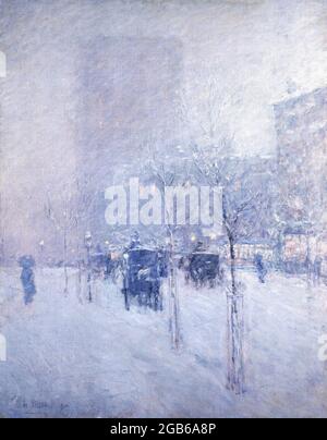 En fin d'après-midi, New York, hiver par Childe Hassam (1859-1935), huile sur toile, 1900 Banque D'Images