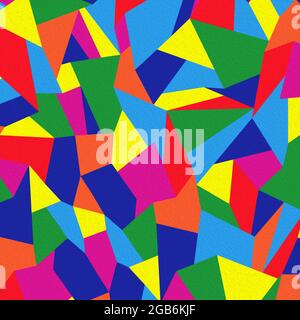 Motif abstrait multicolore composé de formes géométriques, illustration de dessin à la main Banque D'Images
