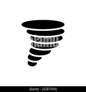 Icône de glyphe de vecteur de tornade. Panneau tempête de vent tourbillonnant. Signe de météorologie. Symbole graphique pour les sites Web et applications de voyage, de tourisme et de météo, logo, application, U Illustration de Vecteur