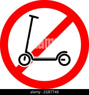 Le stationnement de scooter est interdit. Scooter sur un panneau rouge. Illustration de Vecteur