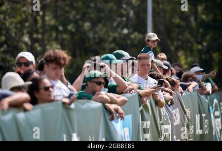 2 août 2021, Florham Park, New Jersey, États-Unis : les fans des New York Jets ont visité le centre de formation des Atlantic Health Jets, Florham Park, New Jersey. Duncan Williams/CSM Banque D'Images