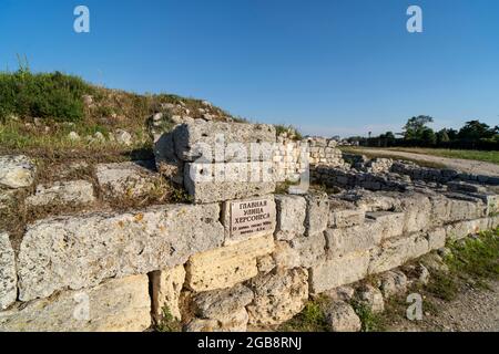 Paysage avec vue sur l'ancienne Chersonese à Sébastopol. Banque D'Images