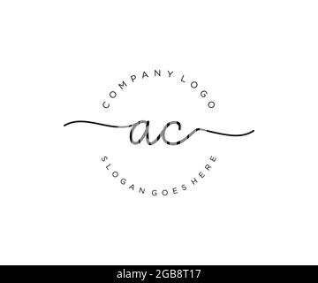 AC logo féminine beauté monogramme et élégant logo design, écriture logo de la signature initiale, mariage, mode, floral et botanique avec la création Illustration de Vecteur