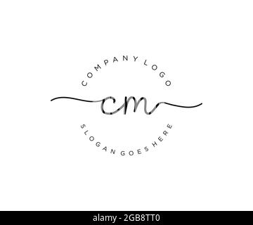 CM logo féminin beauté monogramme et élégant logo design, écriture logo de la signature initiale, mariage, mode, floral et botanique avec la création Illustration de Vecteur