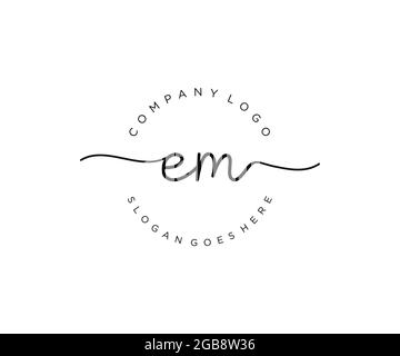 EM logo féminin beauté monogramme et élégant logo design, écriture logo de la signature initiale, mariage, mode, floral et botanique avec la création Illustration de Vecteur