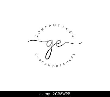 Logo GE féminine beauté monogramme et élégant logo design, écriture du logo de la signature initiale, mariage, mode, floral et botanique avec la création Illustration de Vecteur