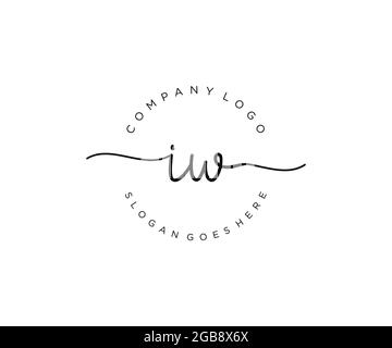 IW logo féminin beauté monogramme et élégant logo design, écriture logo de la signature initiale, mariage, mode, floral et botanique avec la création Illustration de Vecteur