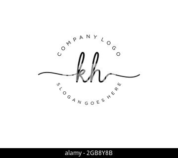 KH logo féminin beauté monogramme et élégant logo design, écriture logo de la signature initiale, mariage, mode, floral et botanique avec la création Illustration de Vecteur