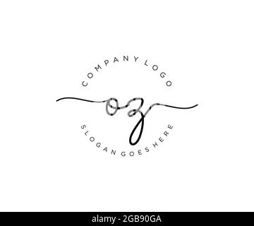 OZ logo féminin beauté monogramme et élégant logo design, écriture logo de la signature initiale, mariage, mode, floral et botanique avec la création Illustration de Vecteur