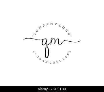 QM féminine logo beauté monogramme et élégant logo design, écriture logo de la signature initiale, mariage, mode, floral et botanique avec la création Illustration de Vecteur