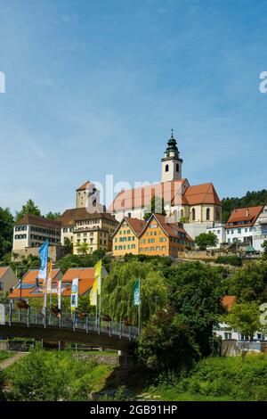 Vue sur la ville, Horb am Neckar, Neckar, Forêt Noire, Bade-Wurtemberg, Allemagne Banque D'Images