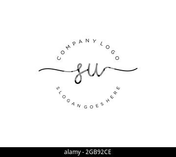 Su logo féminin beauté monogramme et élégant logo design, écriture logo de la signature initiale, mariage, mode, floral et botanique avec la création Illustration de Vecteur