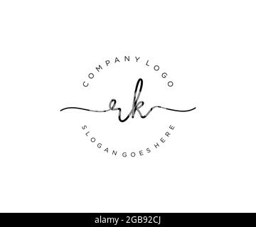 RK logo féminin beauté monogramme et élégant logo design, écriture logo de la signature initiale, mariage, mode, floral et botanique avec la création Illustration de Vecteur