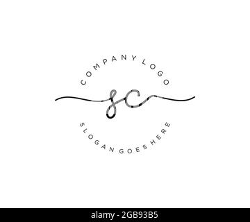 SC logo féminin beauté monogramme et élégant logo design, écriture logo de la signature initiale, mariage, mode, floral et botanique avec la création Illustration de Vecteur