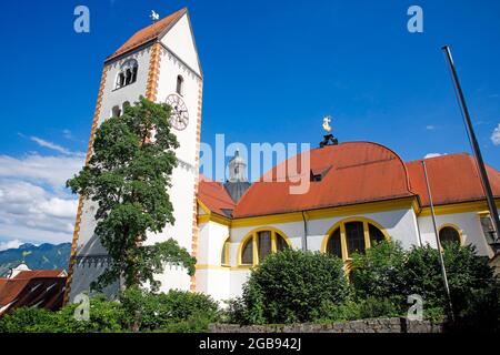 Église paroissiale et monastère de Saint-Mang, Fuessen, route romantique, Ostallgaeu, Bavière, Allemagne Banque D'Images