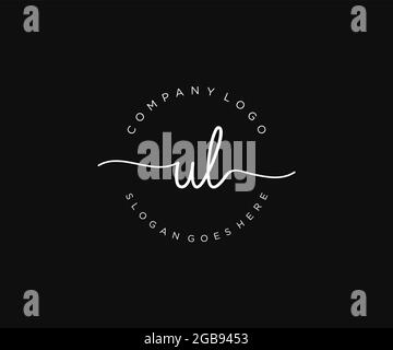 UL logo féminin beauté monogramme et élégant logo design, écriture logo de la signature initiale, mariage, mode, floral et botanique avec la création Illustration de Vecteur