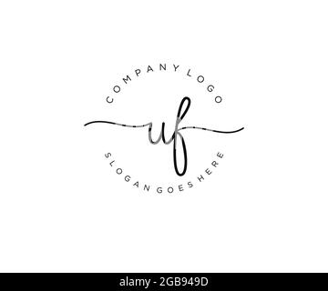 UF logo féminin beauté monogramme et élégant logo design, écriture logo de la signature initiale, mariage, mode, floral et botanique avec la création Illustration de Vecteur