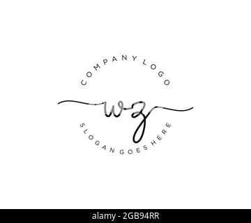 WZ logo féminin beauté monogramme et élégant logo design, écriture logo de la signature initiale, mariage, mode, floral et botanique avec la création Illustration de Vecteur