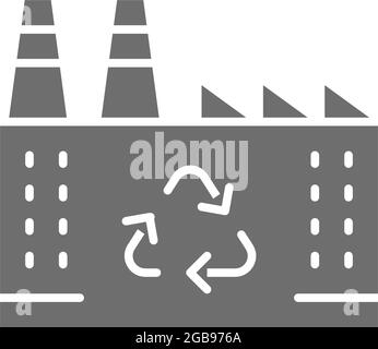 Usine de recyclage des déchets, icône grise usine de déchets. Illustration de Vecteur