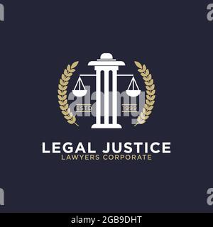 legal justice corporation logo icon design inspirations, pilier grec avec échelles illustrations vectorielles Illustration de Vecteur