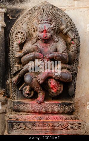 Bhaktapur et Katmandou 2013. Tremblement de terre pré-Népal. Maintenant lourdement endommagé et détruit Banque D'Images