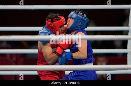 3 août 2021 : Sena Irie du Japon après avoir remporté l'or à la boxe aux Jeux Olympiques de Tokyo à l'arène Kokugikan, Tokyo, Japon. Prix Kim/CSM Banque D'Images