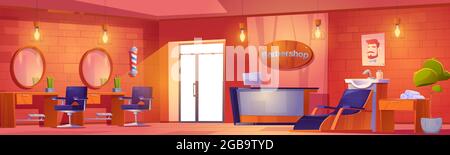 Salon de beauté intérieur de barbershop ou studio pour hommes Illustration de Vecteur