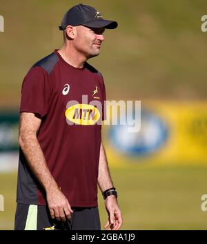 Jacques Nienaber (entraîneur en chef) d'Afrique du Sud pendant une session de formation à Western province HPC, Bellville, Western Cape, Afrique du Sud. Date de la photo: Lundi 2 août 2021. Banque D'Images