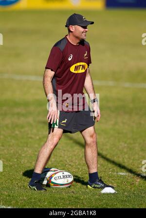 Jacques Nienaber (entraîneur en chef) d'Afrique du Sud pendant une session de formation à Western province HPC, Bellville, Western Cape, Afrique du Sud. Date de la photo: Lundi 2 août 2021. Banque D'Images