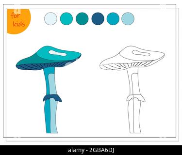 livre de coloriage pour les enfants, colorez le champignon par des couleurs. vecteur isolé sur fond blanc Illustration de Vecteur