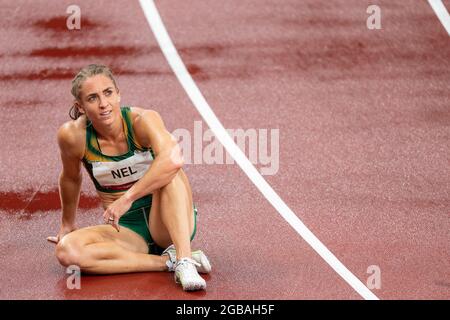 TOKYO, JAPON - 2 AOÛT : Wenda NEL d'Afrique du Sud participant à la demi-finale féminine de 400m haies lors des Jeux Olympiques de Tokyo 2020 au Stade Olympique le 2 août 2021 à Tokyo, Japon (photo de Ronald Hoogendoorn/Orange Pictures) Banque D'Images