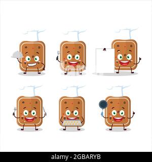 Personnage de dessin animé de pain d'épice avec diverses émoticônes de chef. Illustration vectorielle Illustration de Vecteur