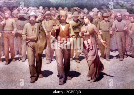 Volpedo, ville historique sur les collines de Tortona, Piémont, Italie. Il Quarto stato, célèbre peinture de Giuseppe Pelizza (1868-1907) Banque D'Images