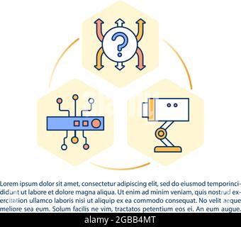 Icônes de la ligne de concept d'installation du système de surveillance avec texte Illustration de Vecteur