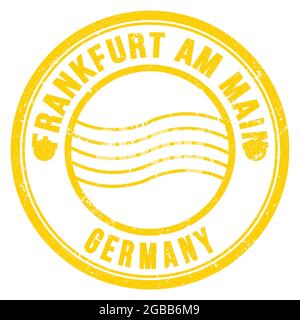 FRANCFORT AM MAIN - ALLEMAGNE, mots écrits sur le timbre postal rond jaune Banque D'Images