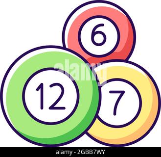 Icône de couleur RVB des boules de loterie Illustration de Vecteur