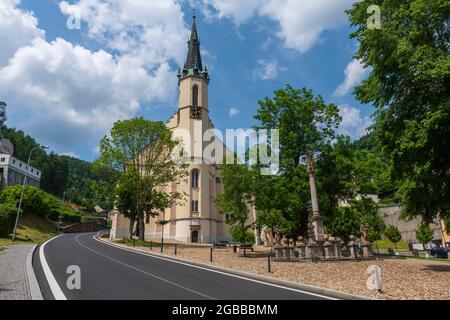 Ville minière de Jachymov dans la région minière de l'Ore, site classé au patrimoine mondial de l'UNESCO, Karlovy Vary, République tchèque, Europe Banque D'Images