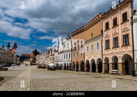 Le centre historique de Telc, site classé au patrimoine mondial de l'UNESCO, Moravie du Sud, République tchèque, Europe Banque D'Images