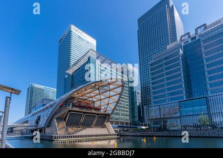 Vue sur la gare de Crossrail à Canary Wharf, Docklands, Londres, Angleterre, Royaume-Uni, Europe Banque D'Images