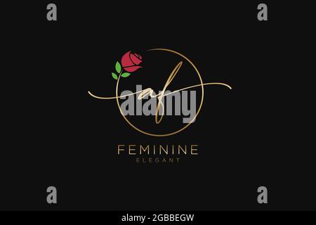 AF logo féminin beauté monogramme et élégant logo design, écriture logo de la signature initiale, mariage, mode, floral et botanique avec la création Illustration de Vecteur