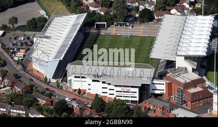 Vue aérienne du stade Headingley du Leeds Rhinos Rugby League Club, Leeds Banque D'Images