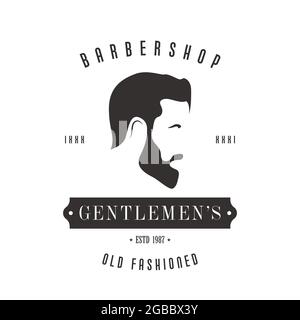 Logo Barbershop vintage pour votre design. Illustration vectorielle. Illustration de Vecteur